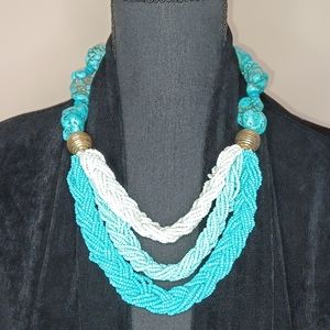 Chunky Raw Turquoise Statement Necklace